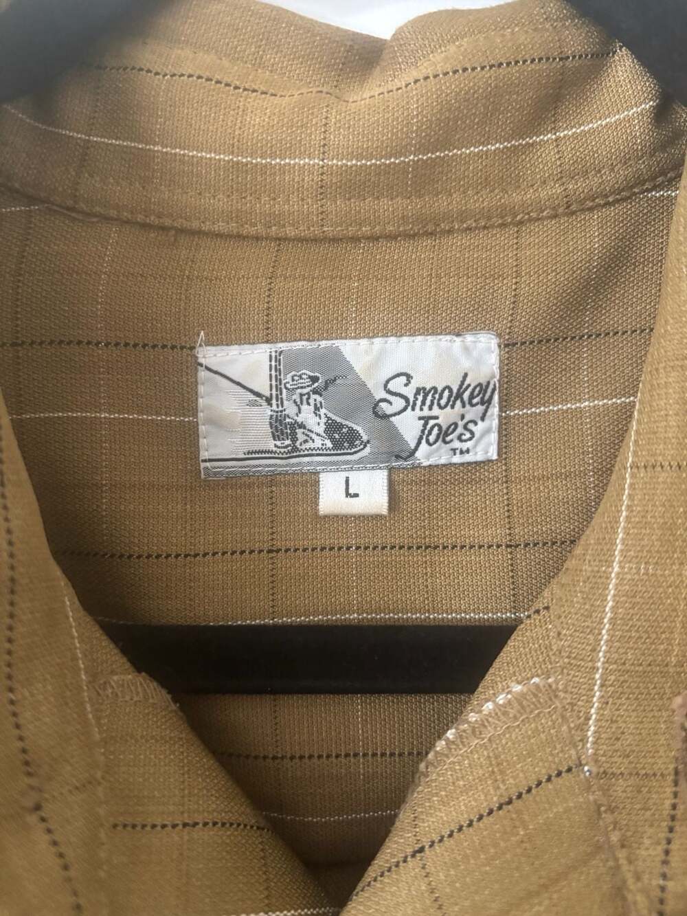 Vintage Smokey Joe's Mustard Brown Grid Pattern Long Sleeve Button Down Shirt Si